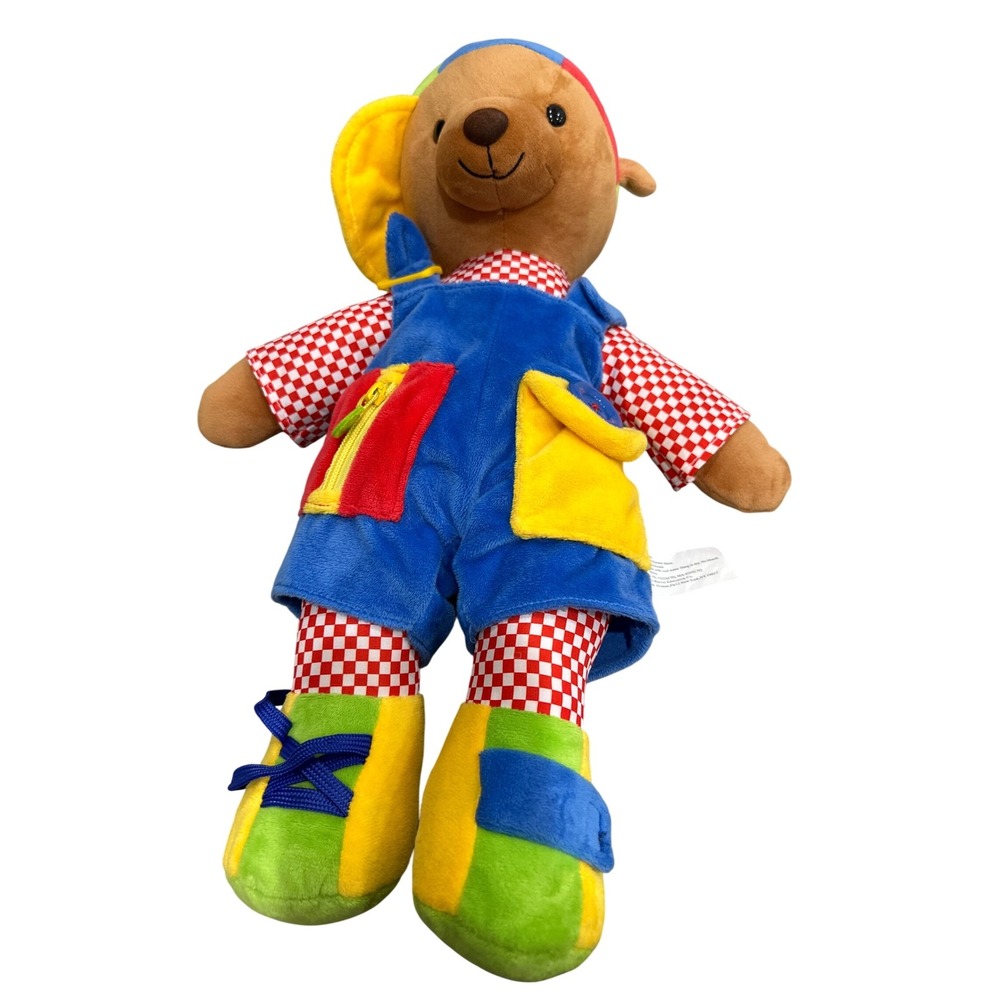 vintage busy Teddy Bear Plush Toy Rainbow Outfit colorblock Childrens Play